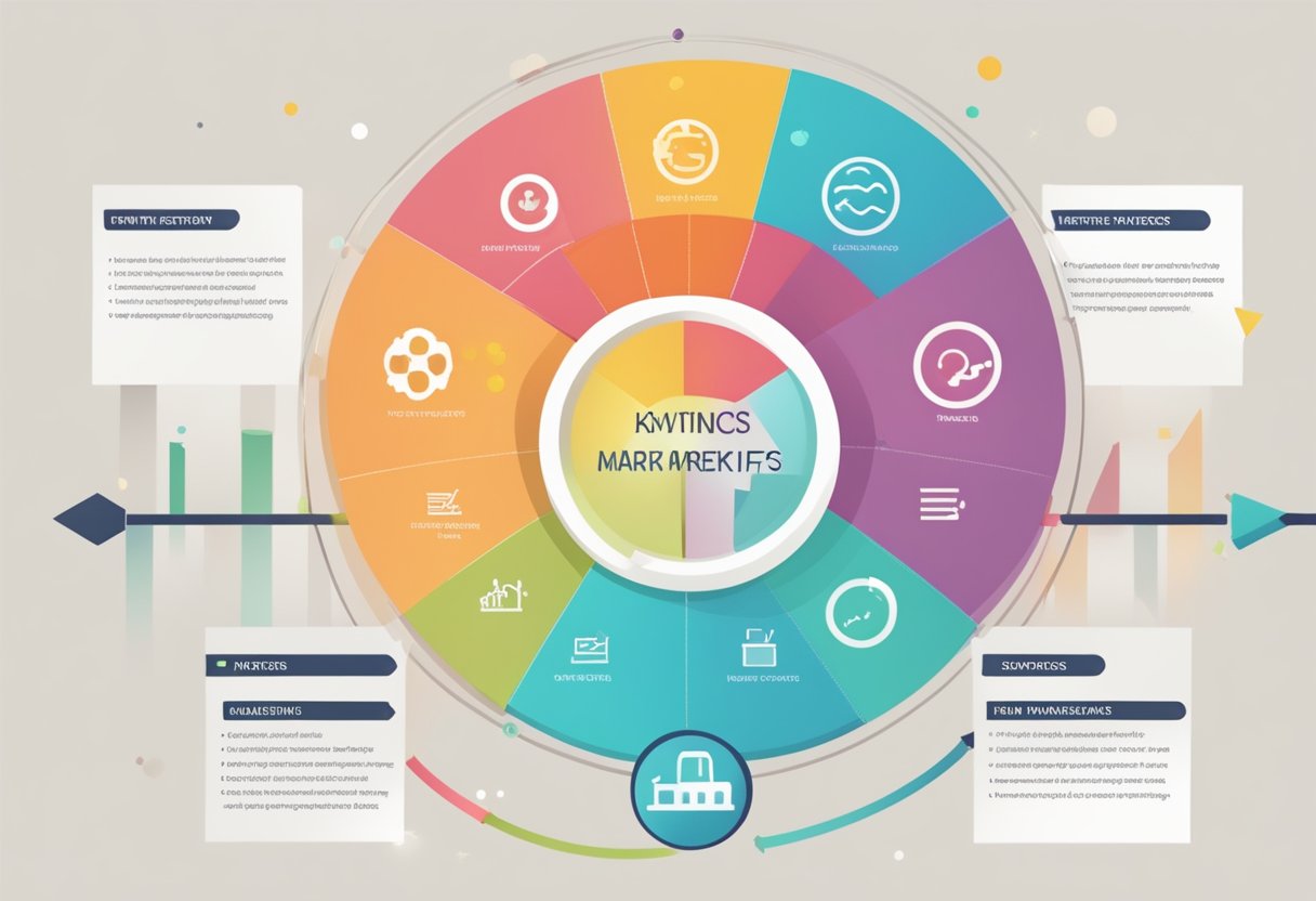 A chart showing various marketing KPIs and metrics, with labels and data points to measure success