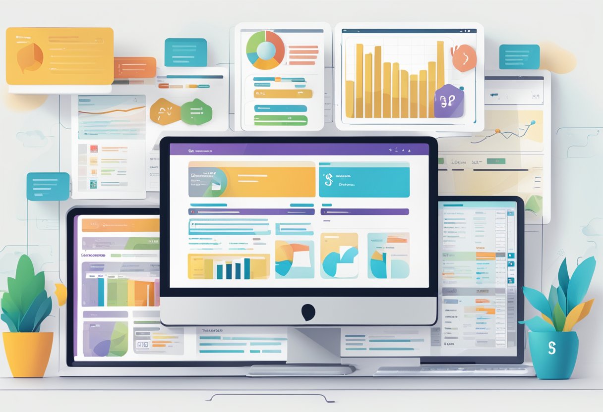 A computer screen showing a WordPress dashboard with multiple language options and a website being managed and created in different languages