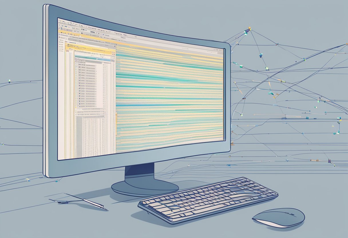 A computer screen displaying lines of code with a bug highlighted and a cursor poised to fix it